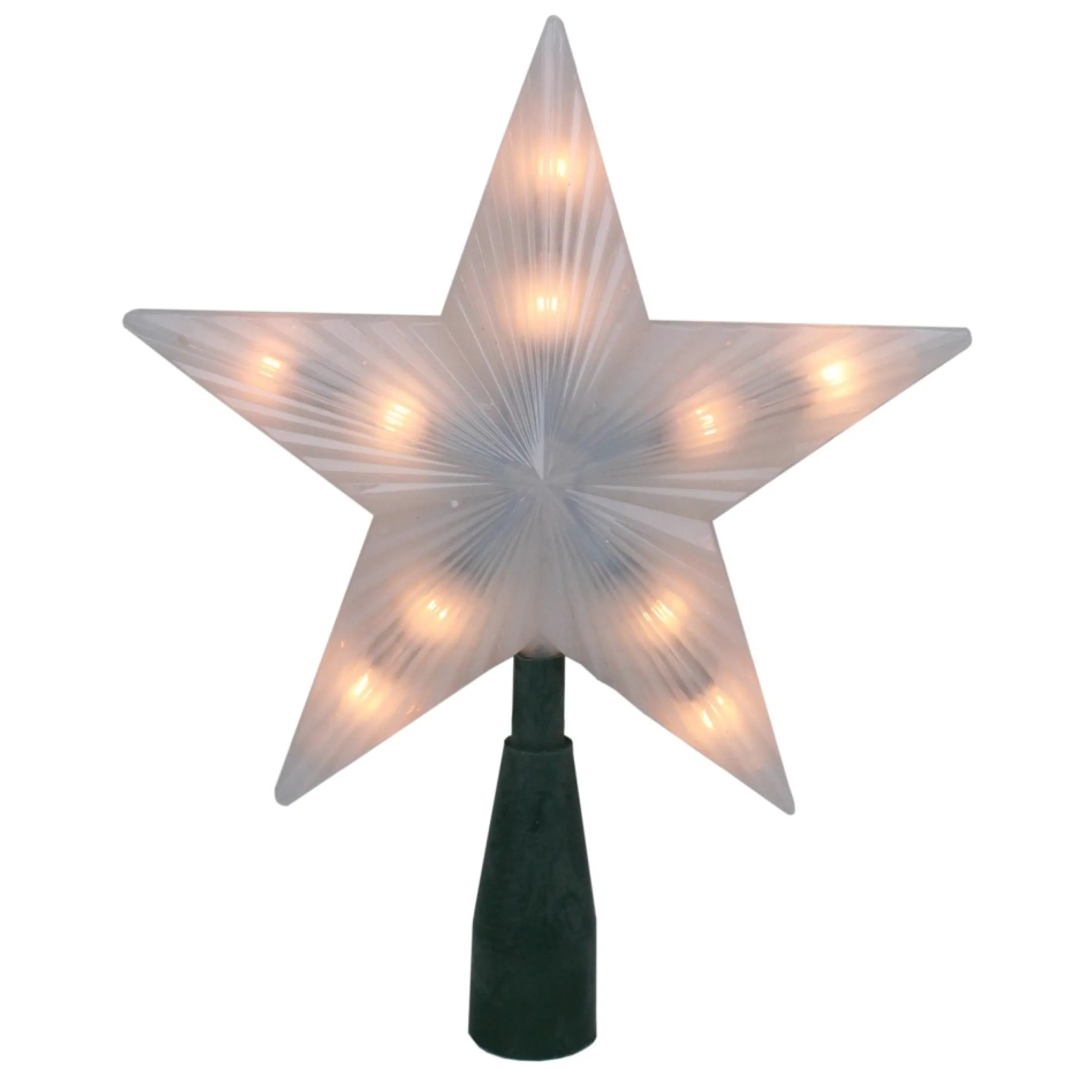 7" Lighted White Frosted 5-Point Star Christmas Tree Topper - Clear Lights