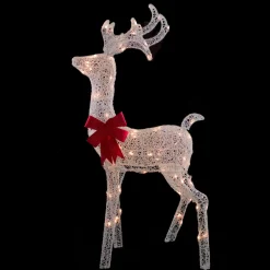 52" Lighted White Mesh Standing Buck Outdoor Christmas Decoration - Clear Lights
