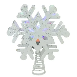 12" Lighted White Snowflake Christmas Tree Topper - Multicolor Lights