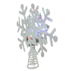 12" Lighted White Snowflake Christmas Tree Topper - Multicolor Lights
