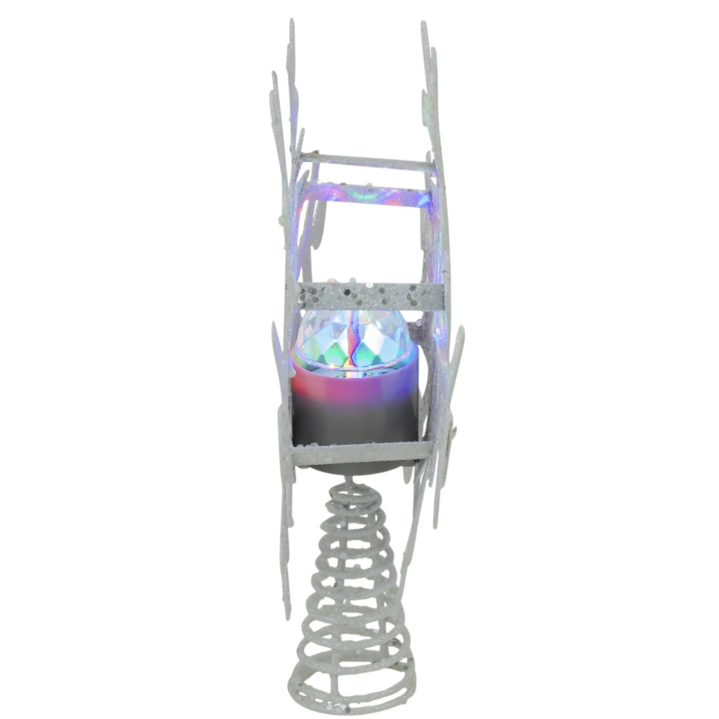 12" Lighted White Snowflake Christmas Tree Topper - Multicolor Lights