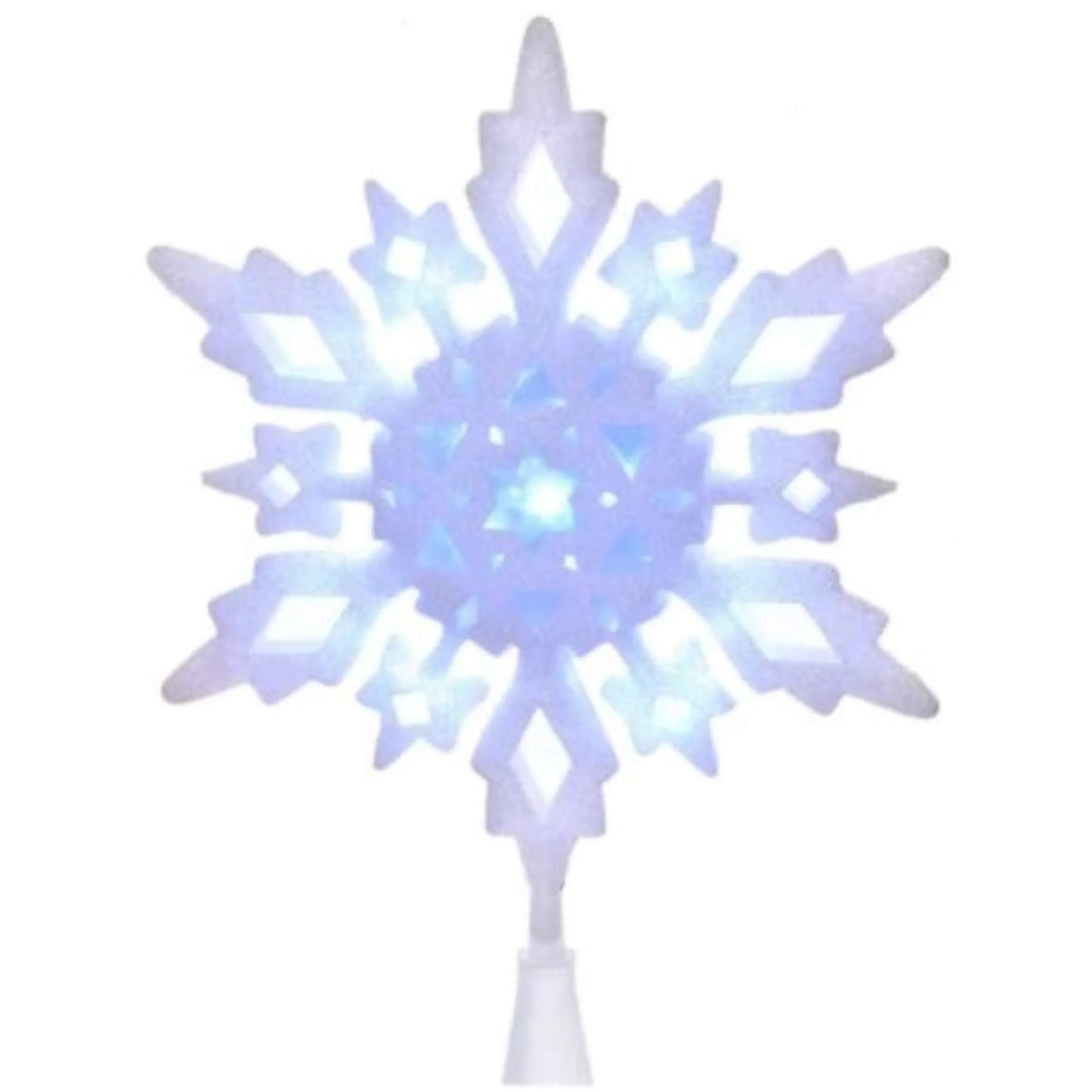 10 Lighted White Snowflake Christmas Tree Topper - Cool White Led Lights