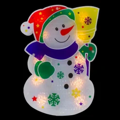 12.5" Lighted White Snowman Christmas Window Silhouette Decor