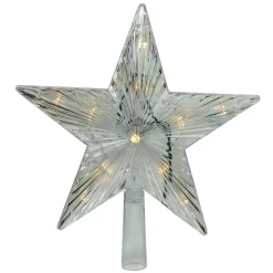 9.5" Lighted White Star Christmas Tree Topper - White And Multicolor Led Lights