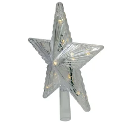 9.5" Lighted White Star Christmas Tree Topper - White And Multicolor Led Lights