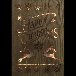 10" Lighted Wooden "Happy Christmas" Christmas Wall Decoration