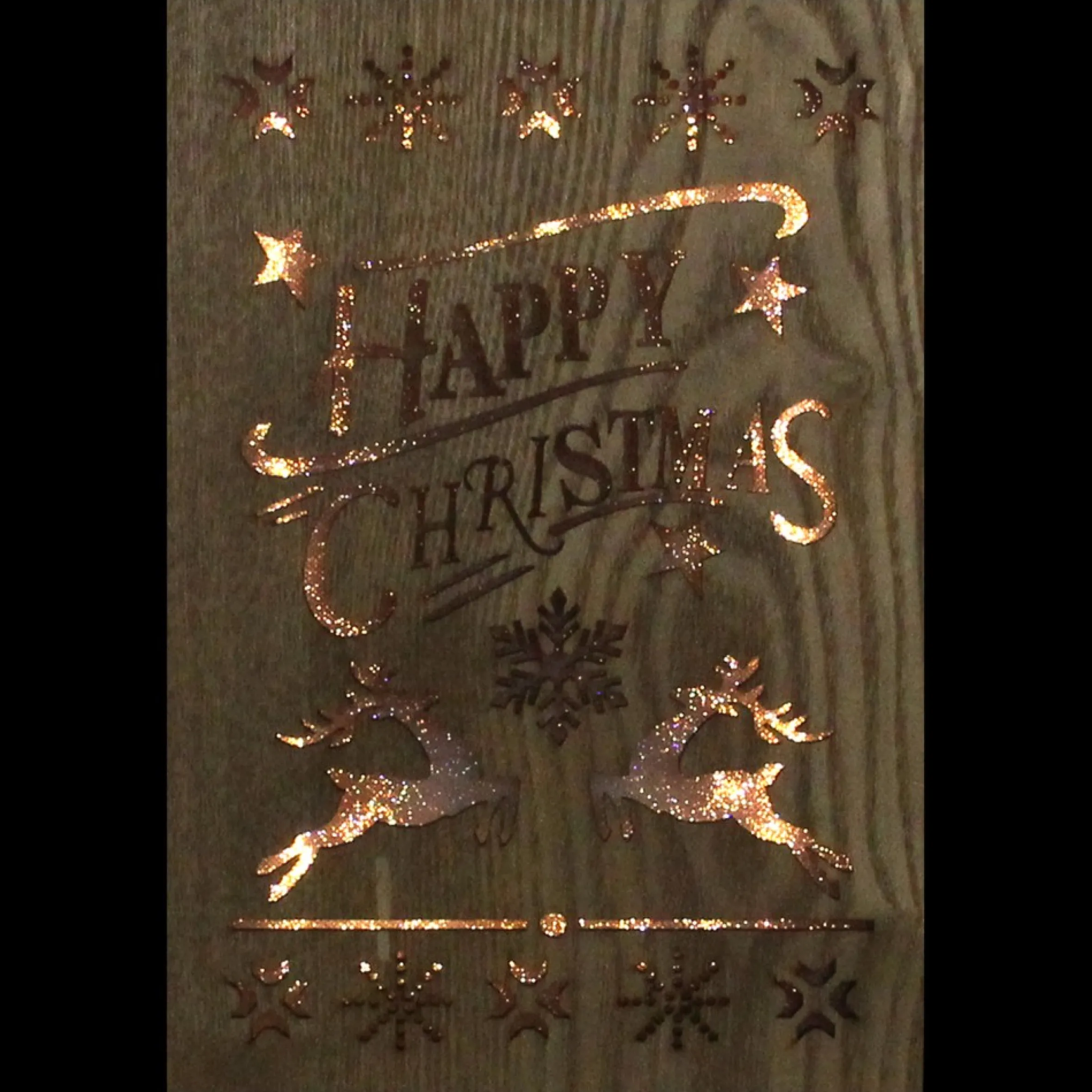 10" Lighted Wooden "Happy Christmas" Christmas Wall Decoration