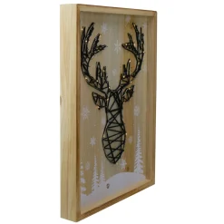 15.75" Lighted Wooden Reindeer String Art Christmas Wall Hanging