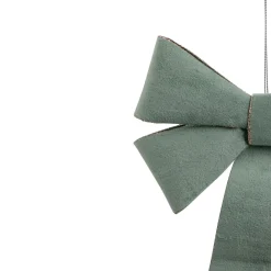 10" Light Green And Gold Glitter Trimmed Velveteen Bow Christmas Ornament