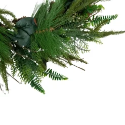 Long Needle Pine And Mixed Foliage Artificial Christmas Wreath, 25-Inch, Unlit