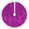 20" Magenta Glittered Mini Christmas Tree Skirt With White Fur Trim