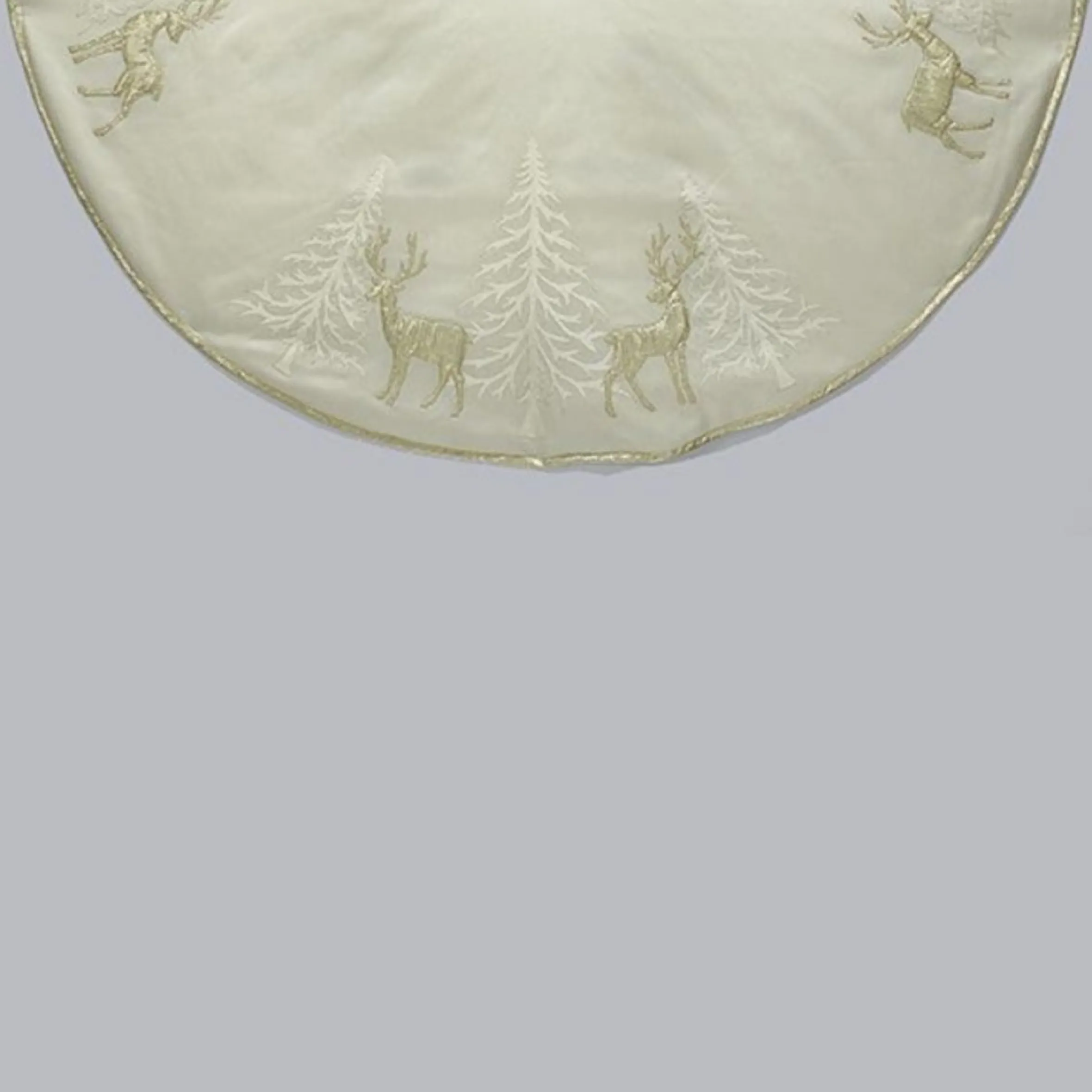 48" Metallic Gold Colored Tree And Reindeer Applique Decorative Tree Skirt