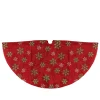 20" Metallic Red With Green And White Snowflakes Mini Christmas Tree Skirt