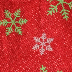 20" Metallic Red With Green And White Snowflakes Mini Christmas Tree Skirt