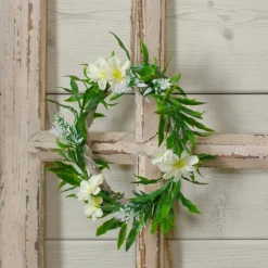 Mini Floral And Foliage Spring Wreath, Yellow 7"