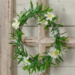 Mini Floral And Foliage Spring Wreath, Yellow 9"