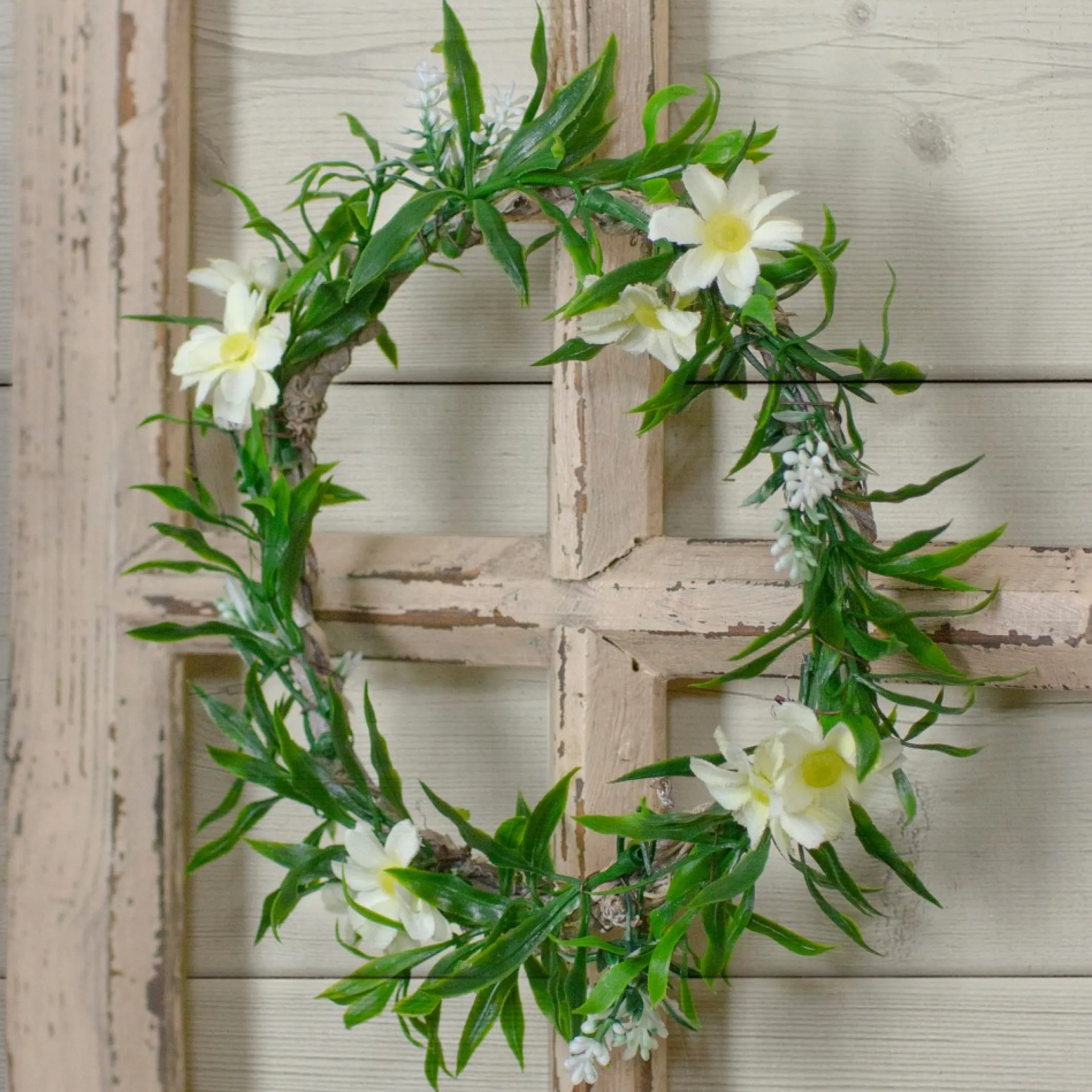 Mini Floral And Foliage Spring Wreath, Yellow 9"