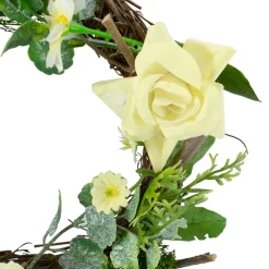 Mini Rose And Foliage Spring Wreath, Yellow 7