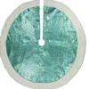 47" Mint Green Sequins Christmas Tree Skirt With White High Pile Fleece Fur Trim