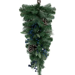 28" Mixed Pine And Blueberries Artificial Christmas Teardrop Swag - Unlit