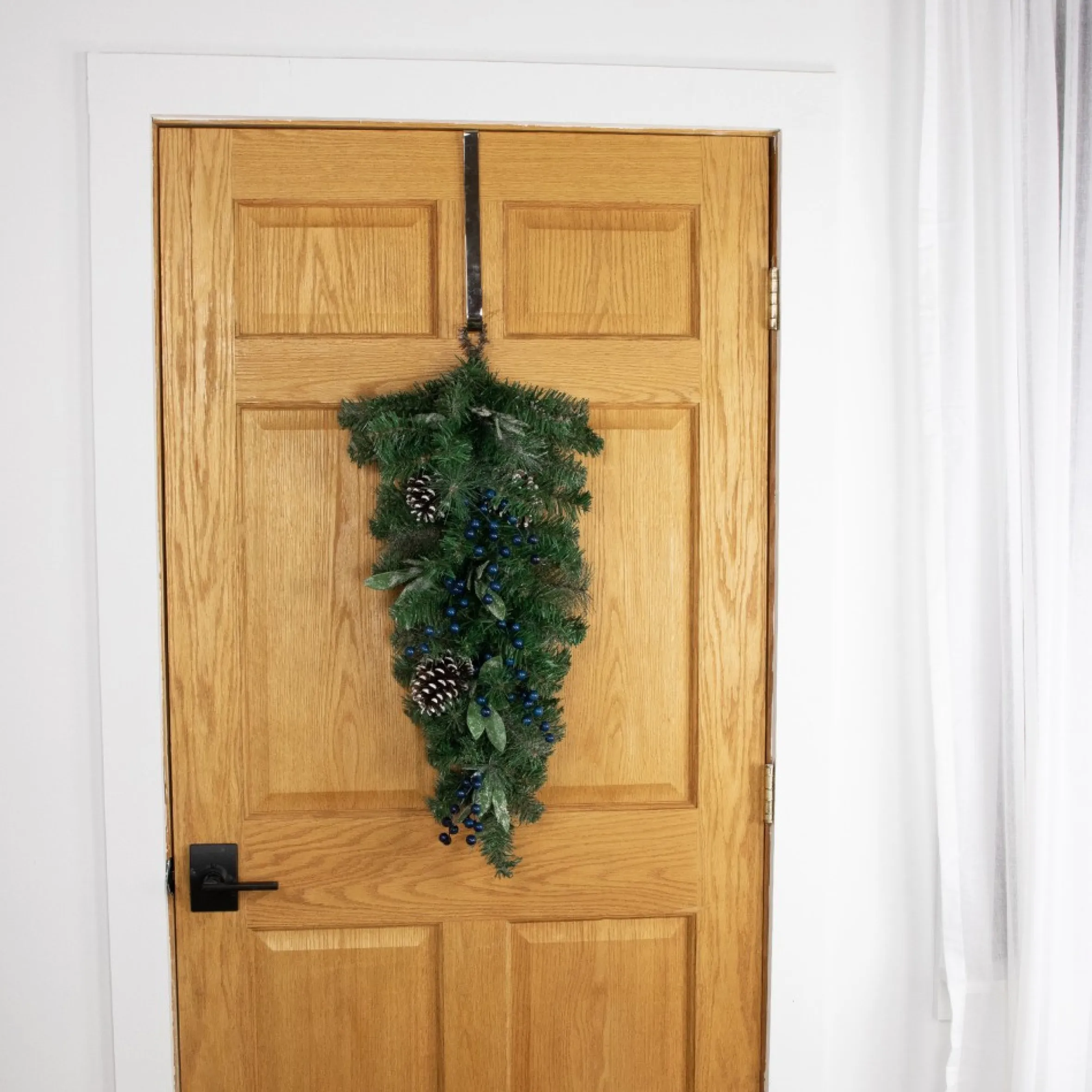 28" Mixed Pine And Blueberries Artificial Christmas Teardrop Swag - Unlit