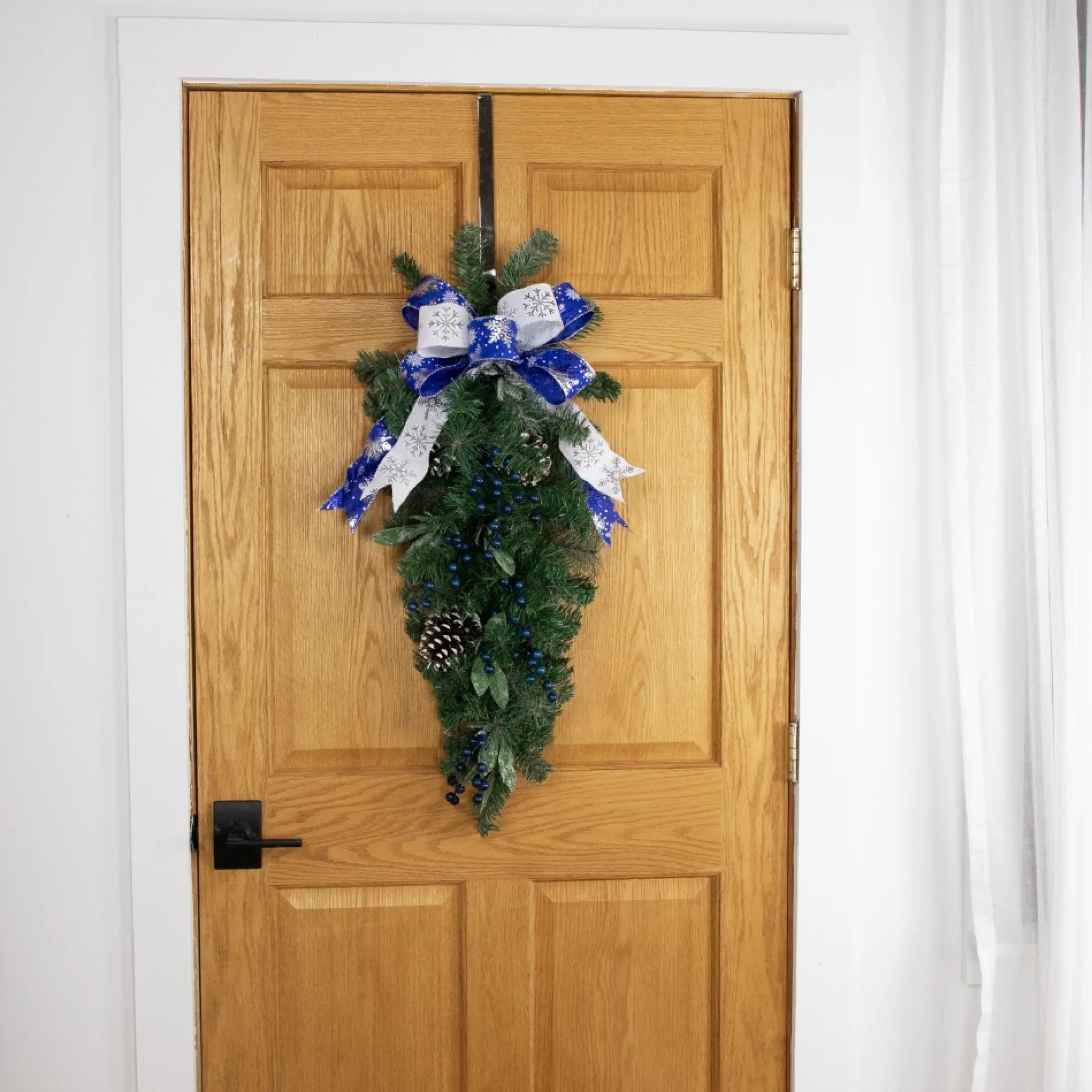 28" Mixed Pine And Blueberries Artificial Christmas Teardrop Swag - Unlit