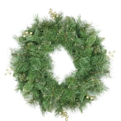 Mixed Pine And Glittered Berry Artificial Christmas Wreath - 24-Inch, Unlit