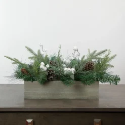 20" Mixed Pine With Pine Cones And Berries Christmas Floral Arrangement