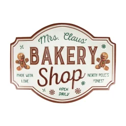 18" Mrs. Claus' Bakery Shop Metal Christmas Wall Sign