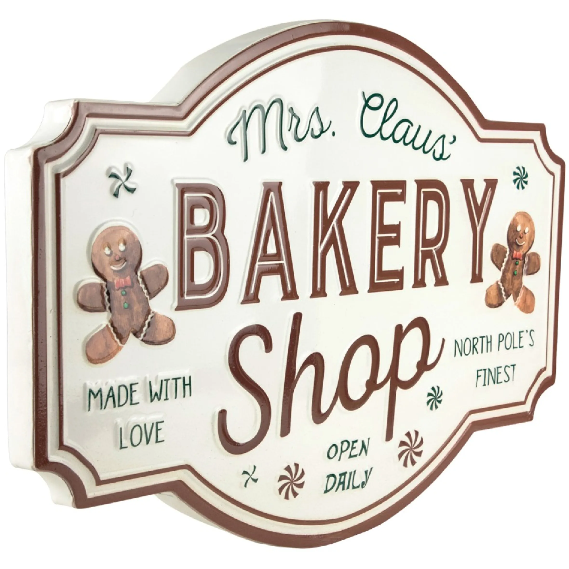 18" Mrs. Claus' Bakery Shop Metal Christmas Wall Sign
