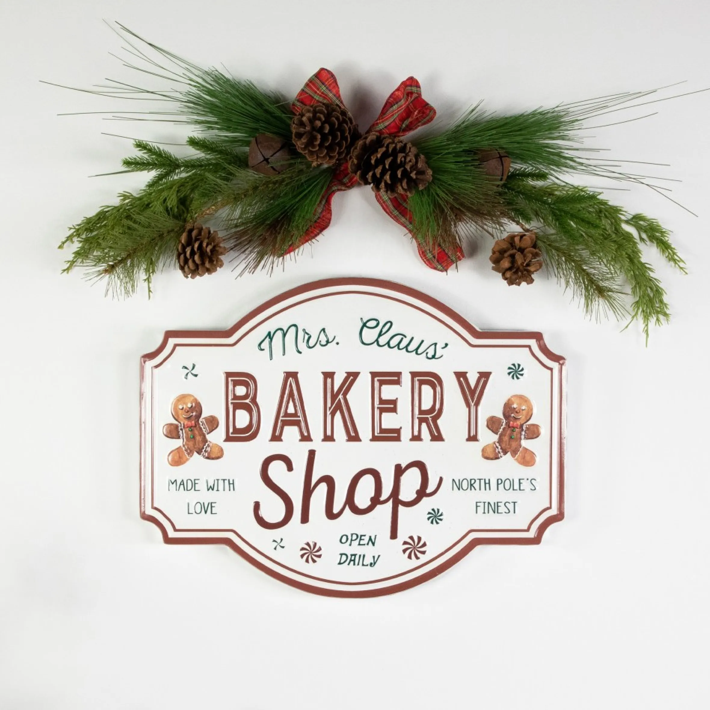 18" Mrs. Claus' Bakery Shop Metal Christmas Wall Sign