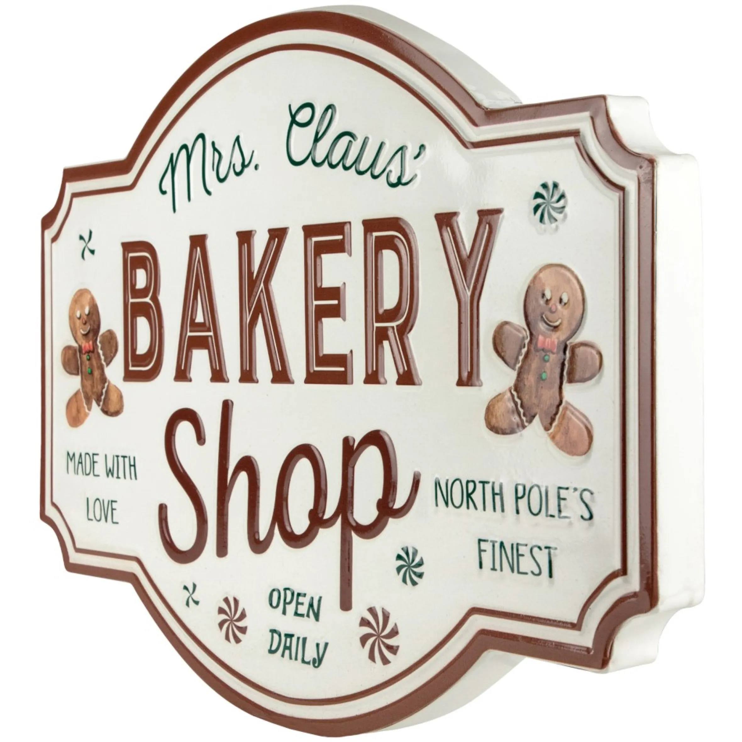 18" Mrs. Claus' Bakery Shop Metal Christmas Wall Sign