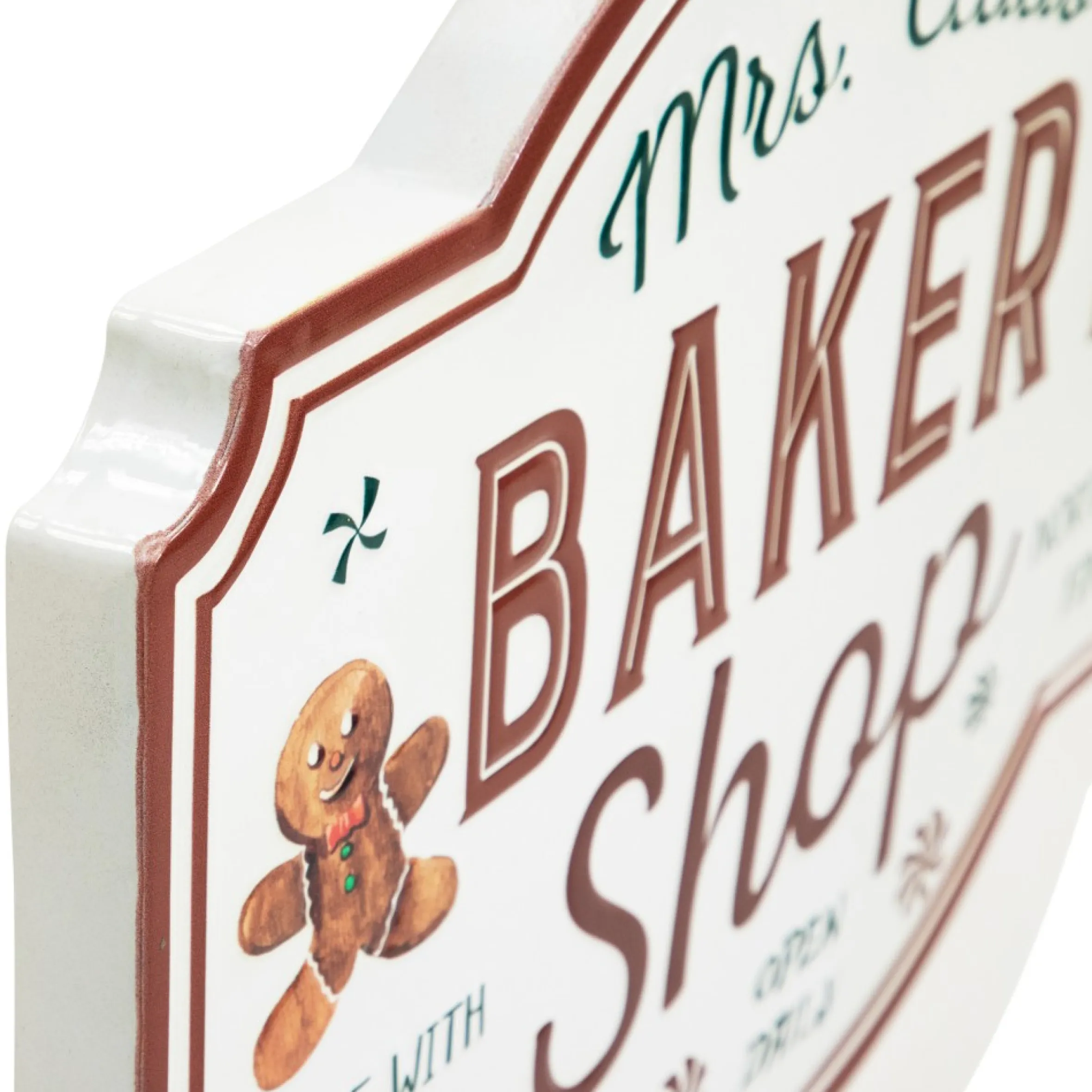 18" Mrs. Claus' Bakery Shop Metal Christmas Wall Sign