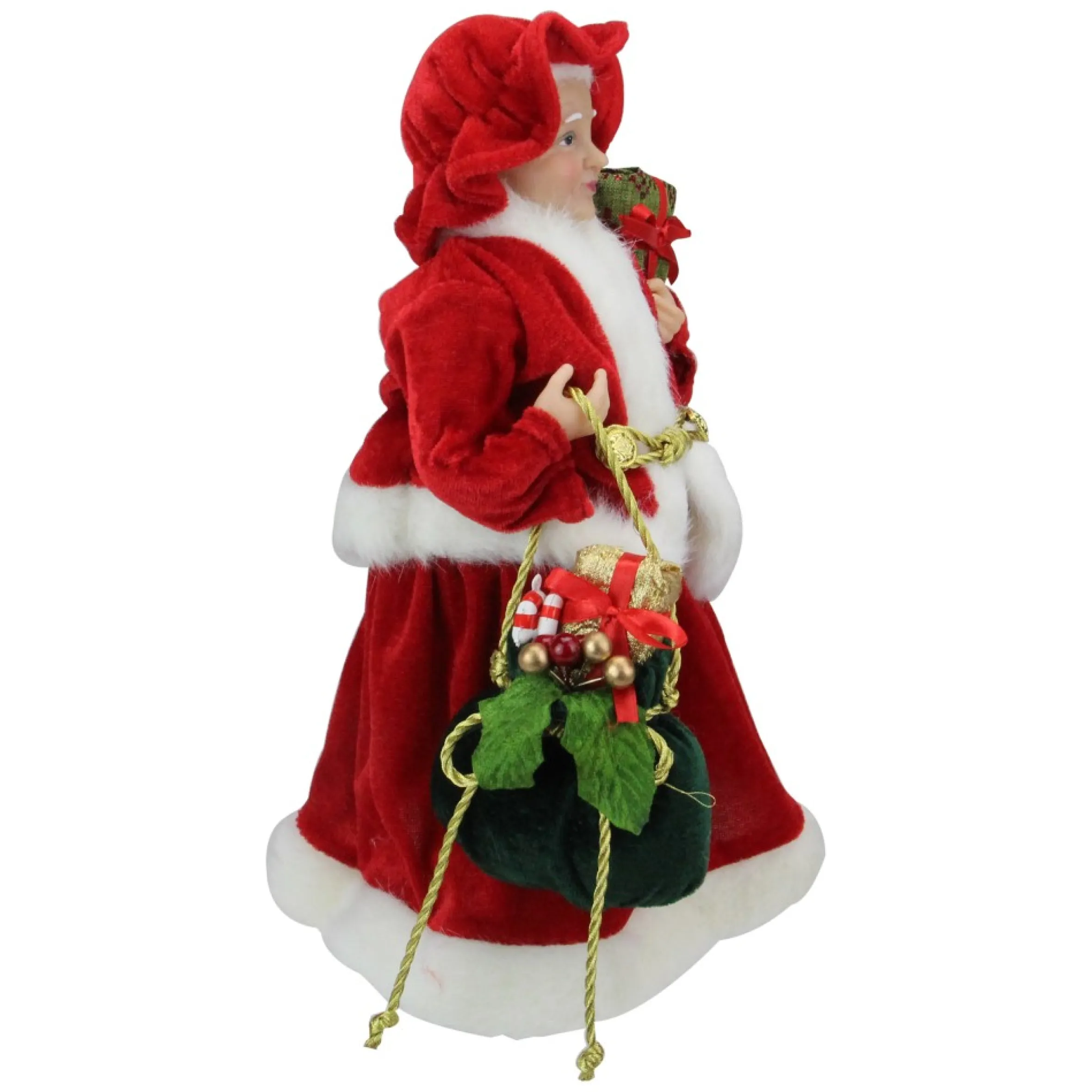 12" Mrs Claus With Present And Gift Bag Christmas Figure