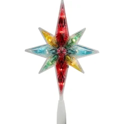 10.75" Multi Colored Faceted Star Of Bethlehem Christmas Tree Topper- Clear Lights