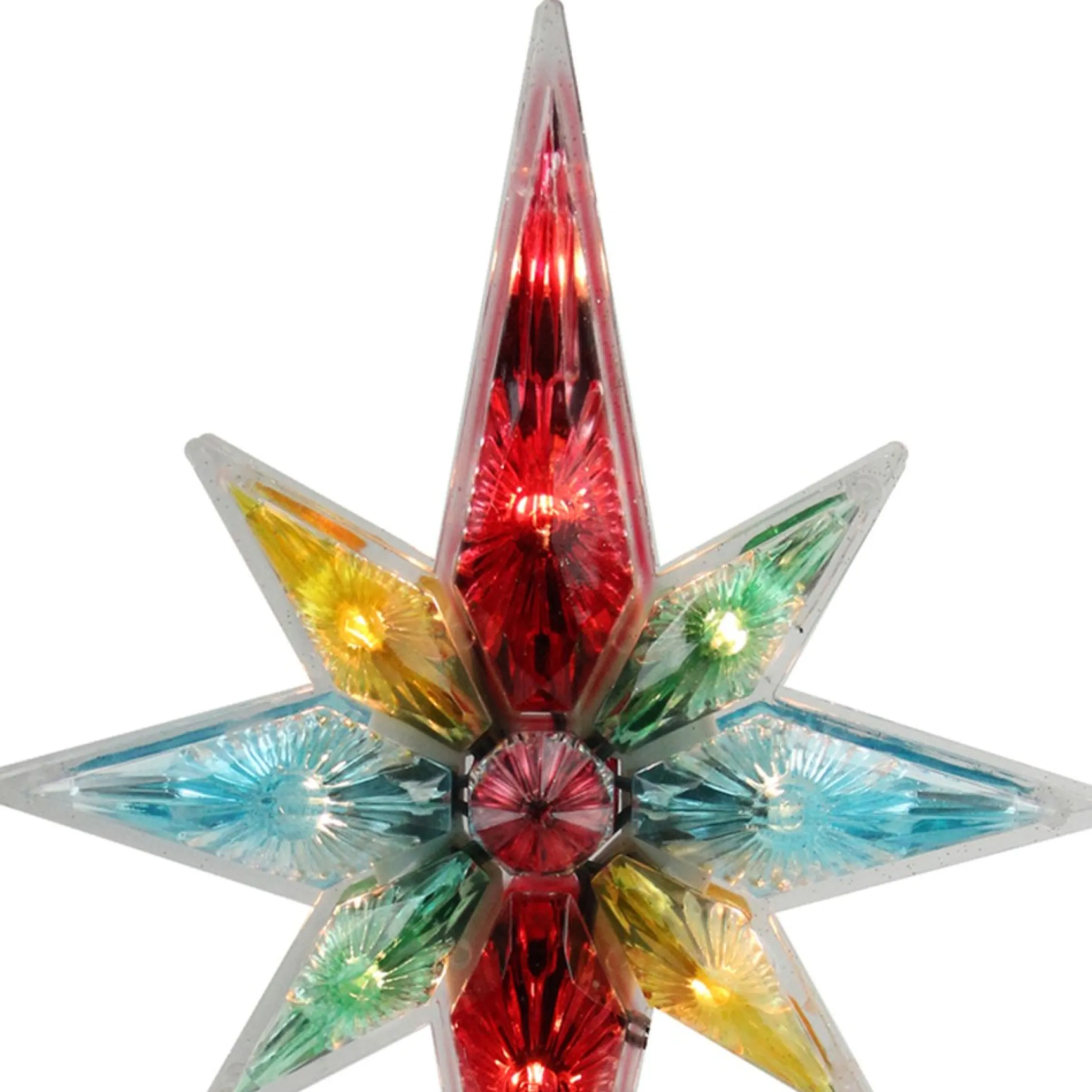 10.75" Multi Colored Faceted Star Of Bethlehem Christmas Tree Topper- Clear Lights