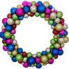 Multi-Color 2-Finish Shatterproof Ball Christmas Wreath, 36-Inch
