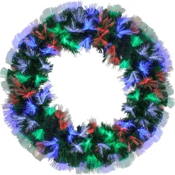 24" Multi-Function Coloring Changing Fiber Optic Artificial Pine Christmas Wreath