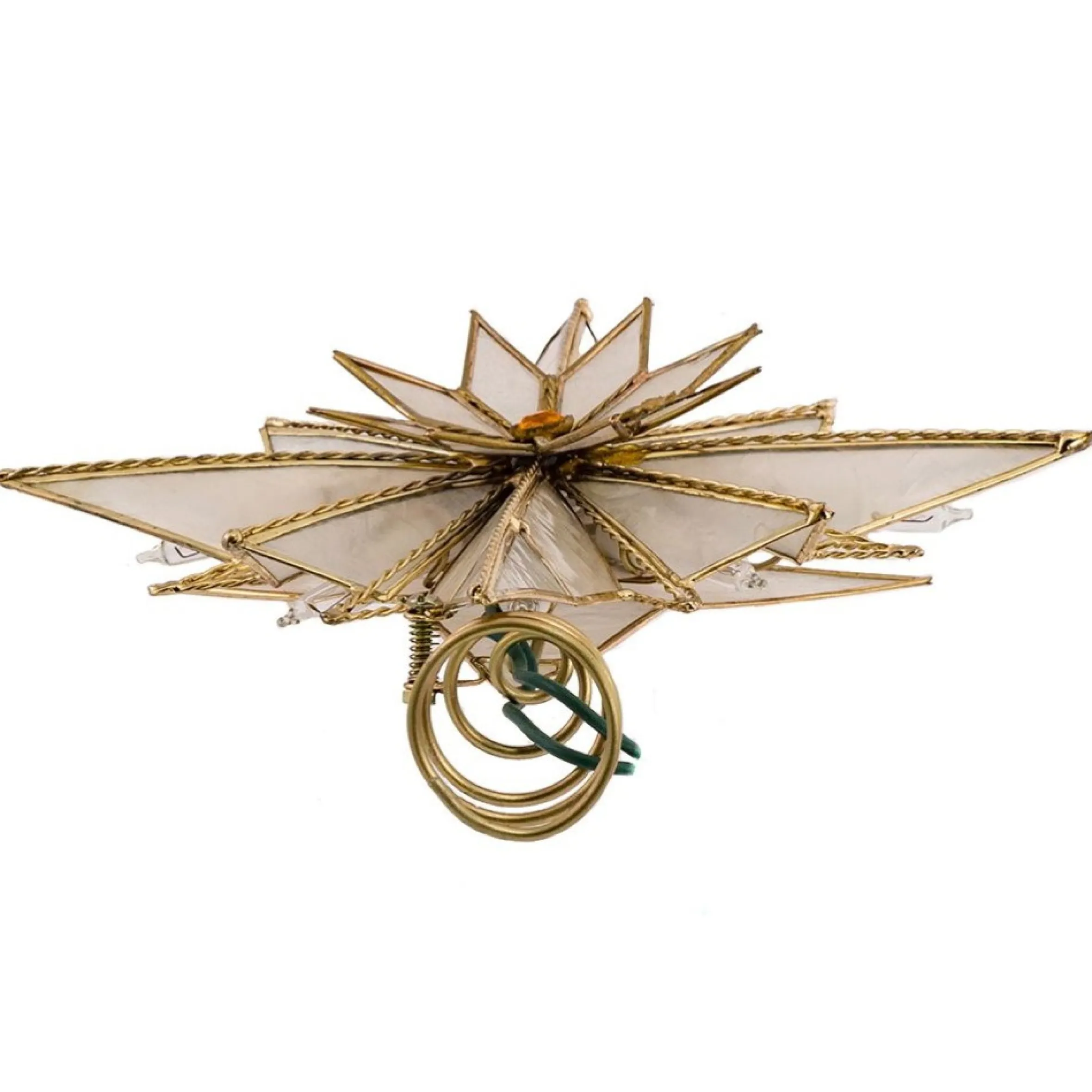 10" Multi-Point Star Of Bethlehem Glass Gem Christmas Tree Topper, Clear Lights