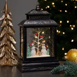 12" Musical Lighted Snowmen Christmas Snow Globe Lantern