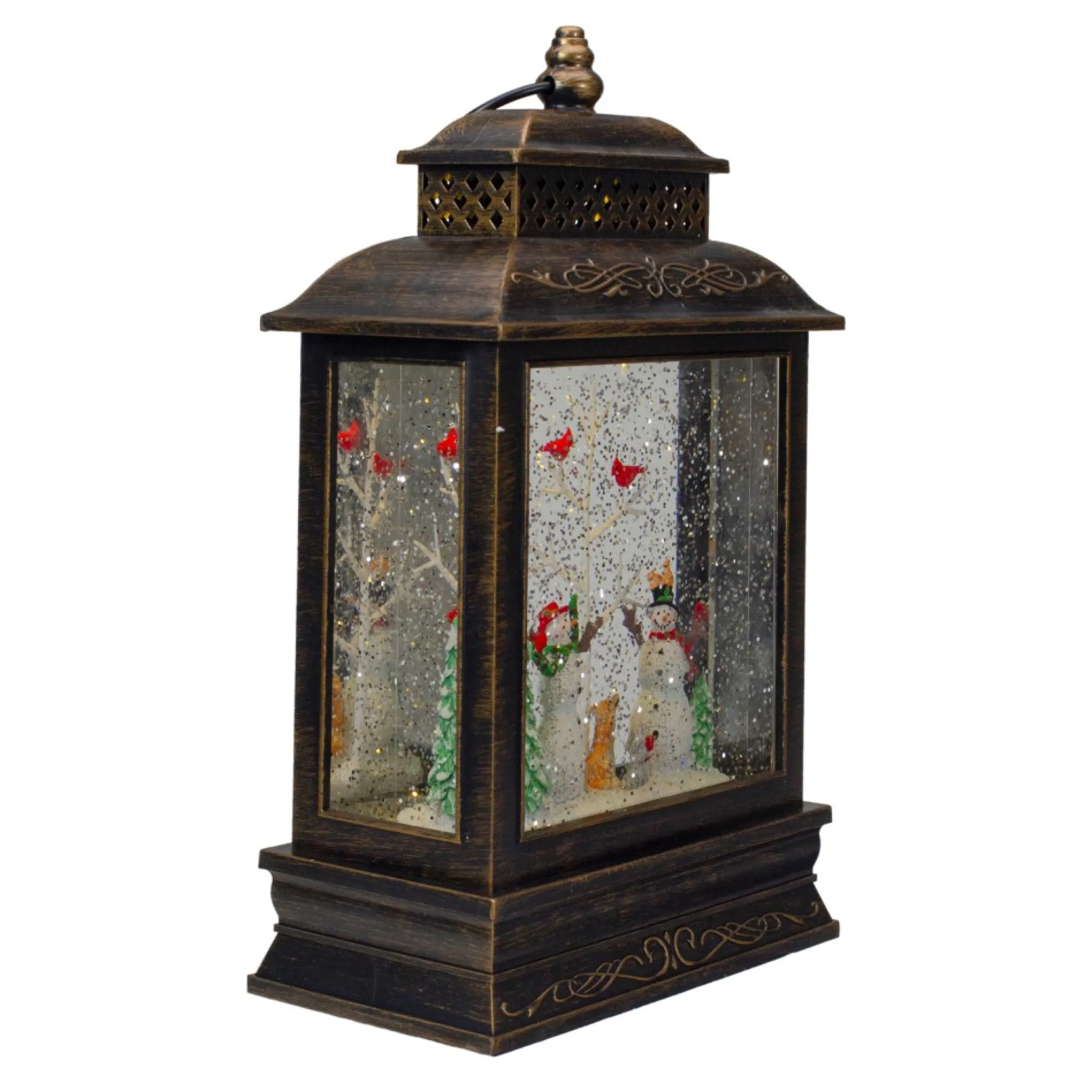 12" Musical Lighted Snowmen Christmas Snow Globe Lantern
