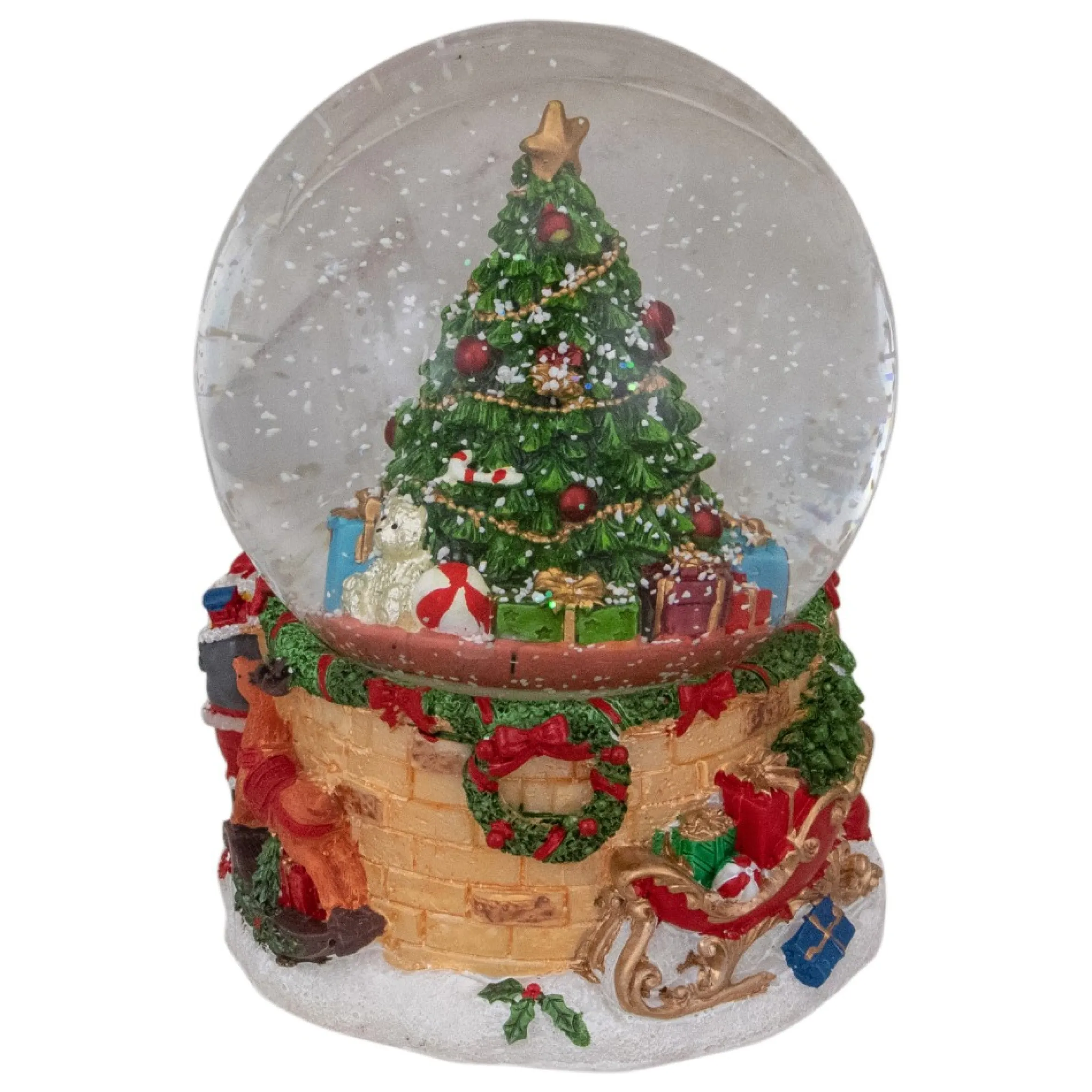 5" Musical Santa Giving Gifts Christmas Tree Snow Globe
