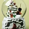 5.5" Musical Snowman Conducting Cardinal Bird Chorus Christmas Glitterdome