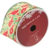 Mustard Yellow And Red Cardinals Wired Christmas Craft Ribbon 2.5" X 10 Yards