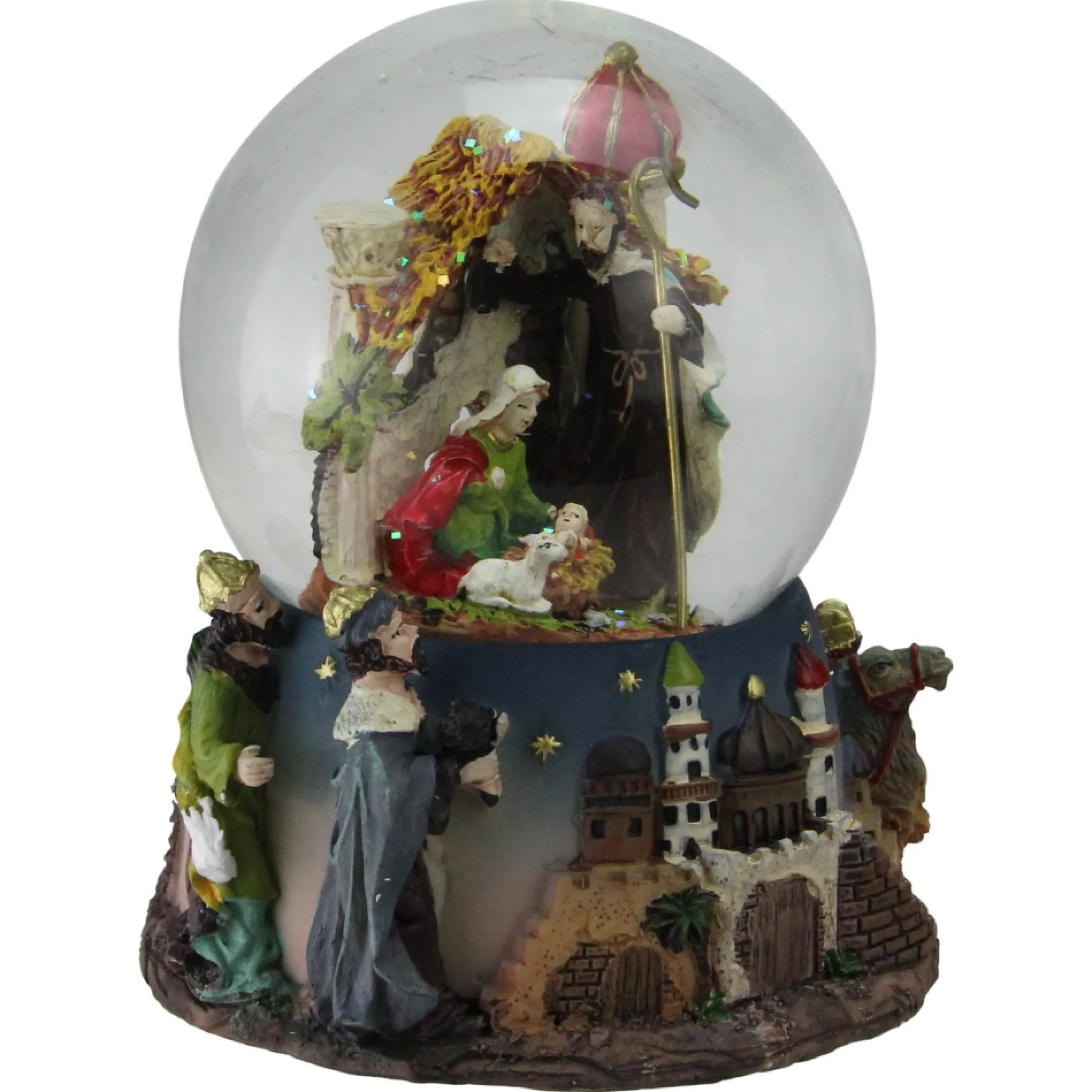 5.75" Nativity Manger Scene Religious Christmas Musical Snow Globe