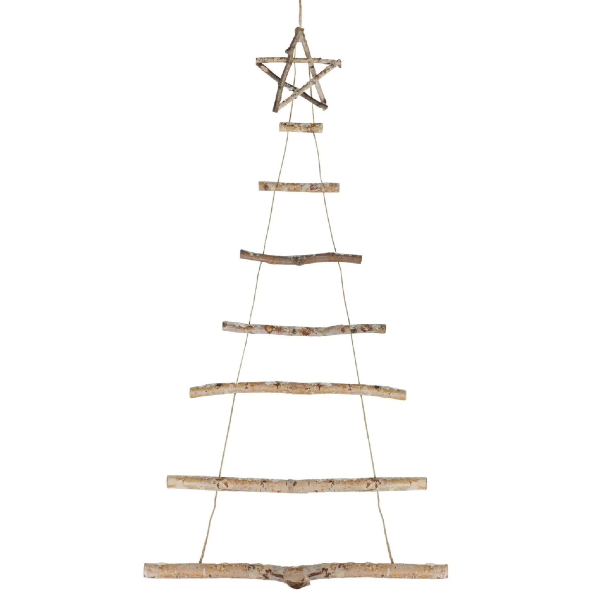 51" Natural Brown Frosted Wood Tree With Star Hanging Christmas Decoration