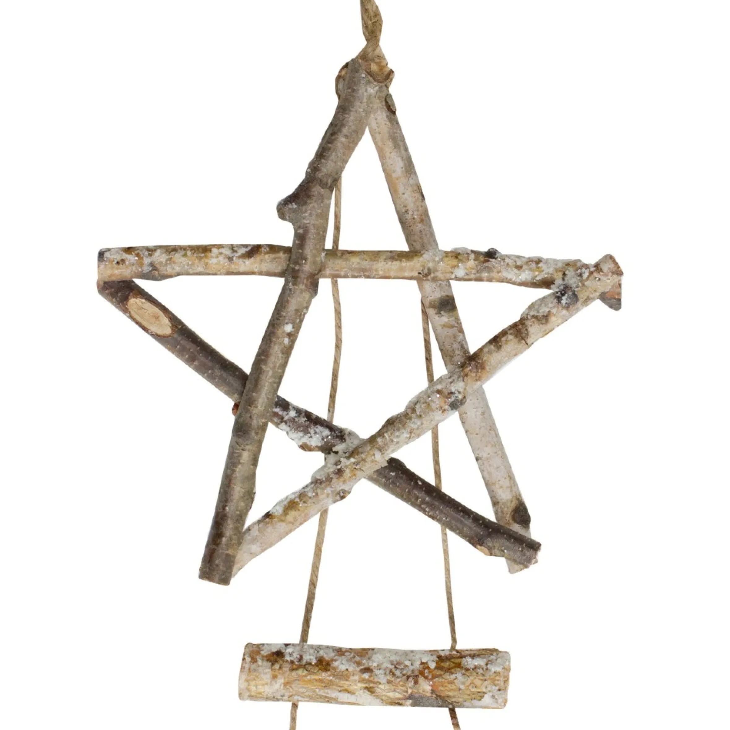 51" Natural Brown Frosted Wood Tree With Star Hanging Christmas Decoration