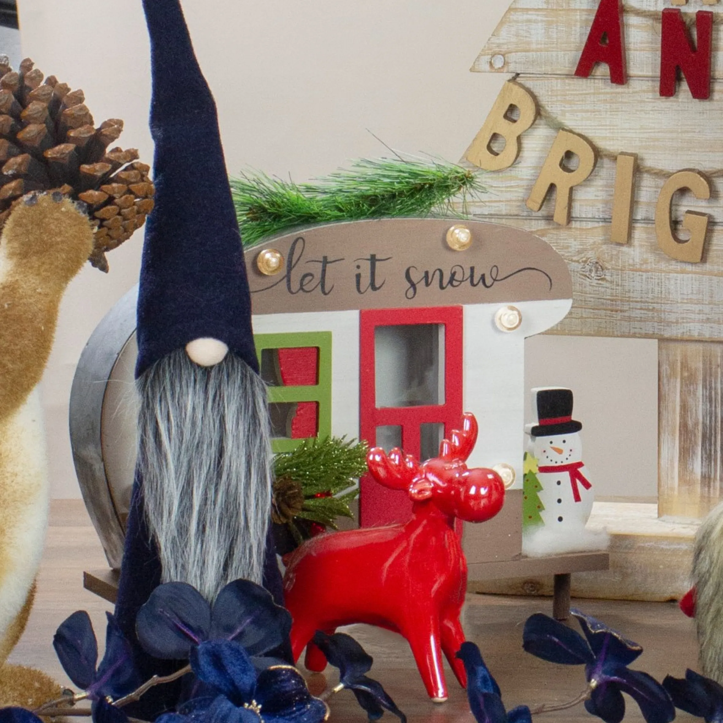 19" Navy Blue Standing Christmas Gnome Tabletop Decoration
