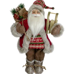 18" Nordic Santa Christmas Figure With Sled