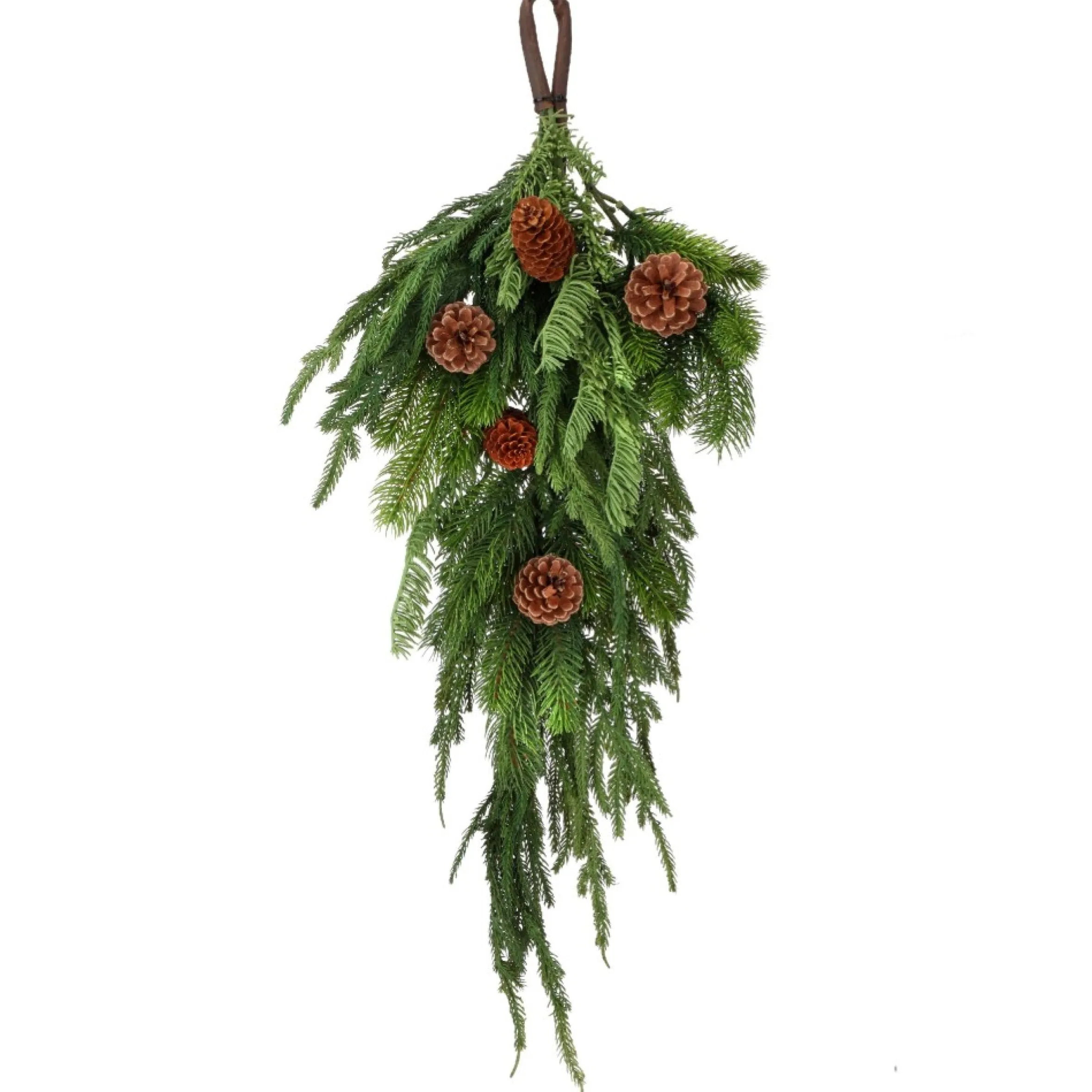 27" Norfolk Spruce And Juniper Artificial Christmas Teardrop Swag, Unlit